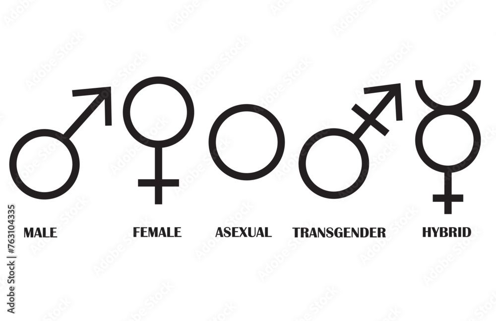 Gender symbols set. Gender icons isolated on white, black background Gender symbols set. Gender icons isolated on white, black background