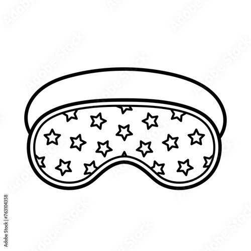 Sleep mask. Night sleep accessory. Hand drawn icon of eye mask in sketch doodle style. Isolated vector illustration.