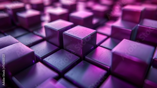 Abstract purple gradient cubes with water droplets