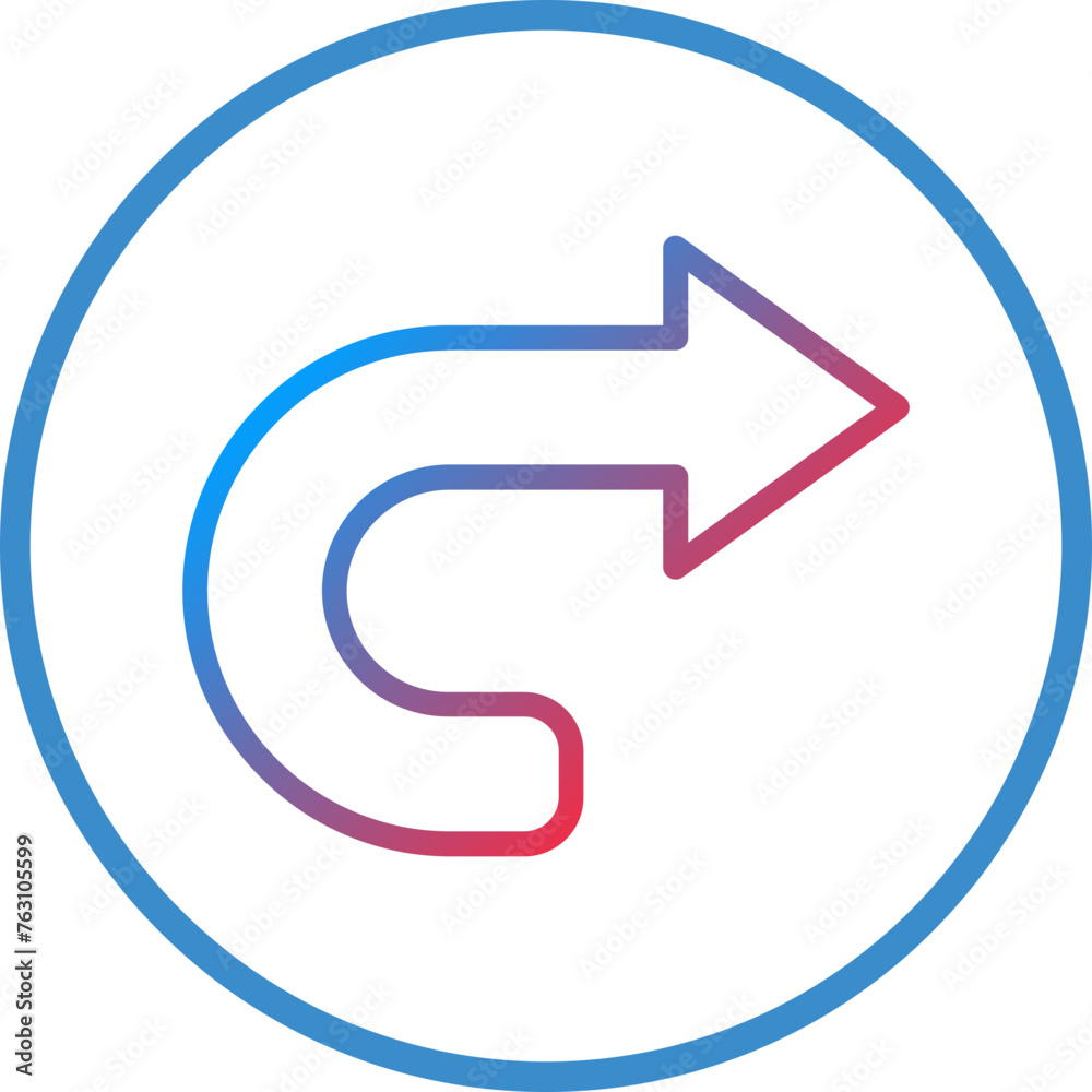 Curved Right Icon Style Curved Right Icon Style