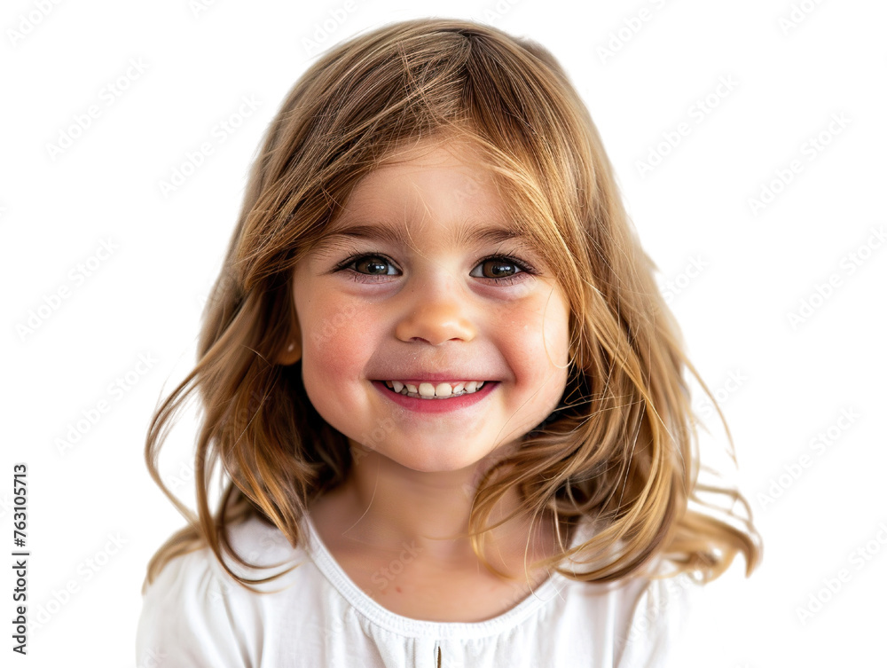a hyper realistic image of a 4-5 year old caucasian girl, smiling, straight hair, shoulder level hairstyle, white background PNG a hyper realistic image of a 4-5 year old caucasian girl, smiling, straight hair, shoulder level hairstyle, white background PNG