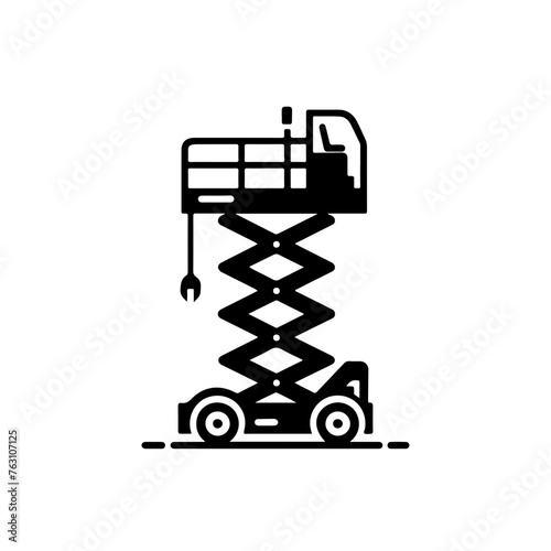 scissor lift single icon illustration, transparent background