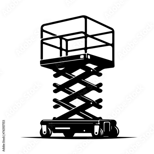 scissor lift single icon illustration, transparent background