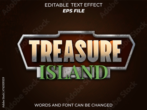 treasure island text effect, font editable, typography, 3d text for medieval fantasy rpg games. vector template