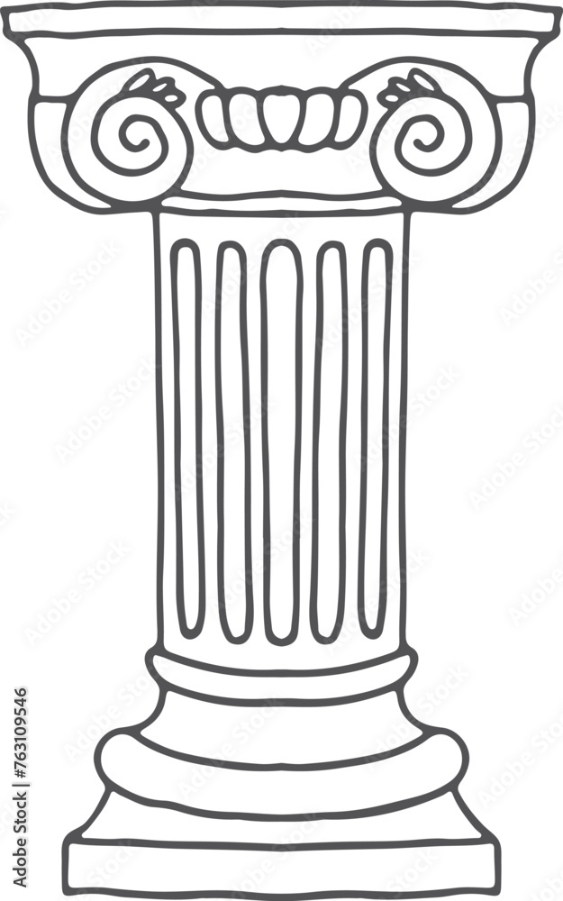 Antique column doodle. Classic architectural element icon Antique column doodle. Classic architectural element icon