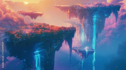 Floating islands in a fantasy landscape