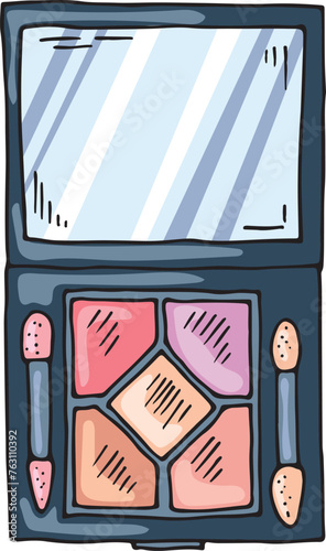 Eye shadow pallette color doodle. Makeup icon