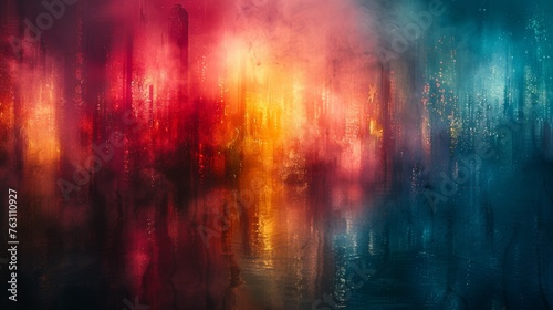 Colorful abstract light reflections on wet surface