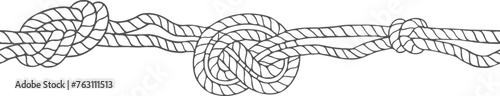 Tied rope knots horizontal border. Seamless ornament