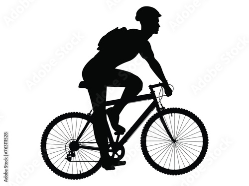 Black silhouette set of cycling bicycle silhouettes