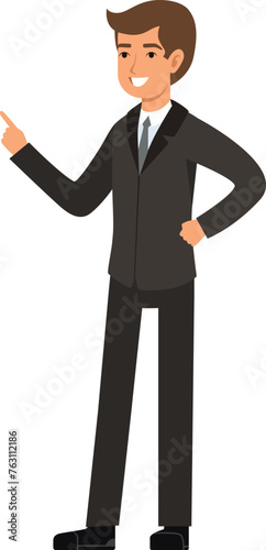 Happy businessman character. Smiling man in suit. Office manager