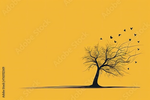 Free vector hand drawn tree life on yellow background