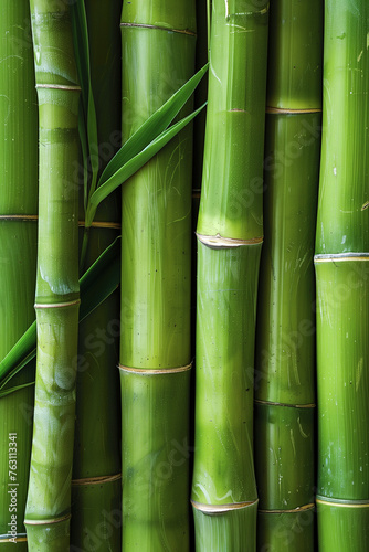 Close-Up Green Bamboo Stalk Texture. Close-up of green bamboo stalks, perfect for backgrounds related to nature and tranquility.