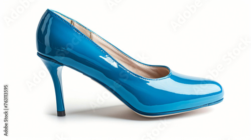 Womens platform blue shoes isolated on white background photo