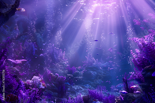Underwater fantasy world in purple colors