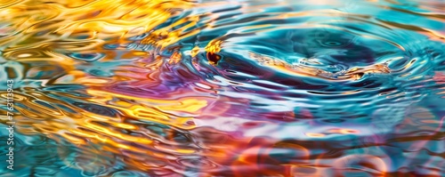 Colorful water ripples with a drop impact
