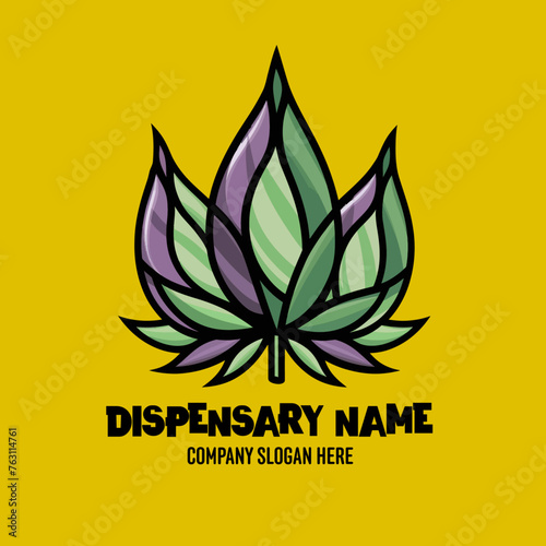 Vector Stain Glass Cannabis Marijuana Leaf Logo