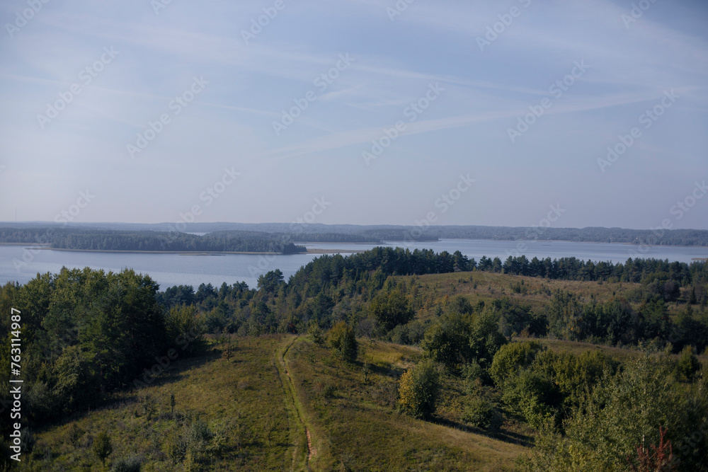 Early autumn in Braslav Lakes National Park, Belarus. View of the Braslav Lakes
