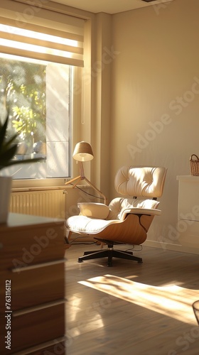 Relaxing atmosphere in psychotherapy room, modern office, nice interior, pastel calm colors, professional photo © shooreeq
