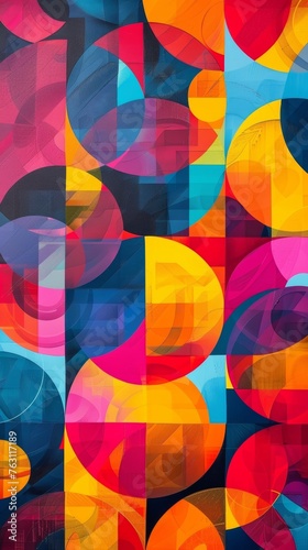 Colorful abstract geometric mural