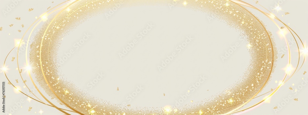 Shiny golden frame. Modern luxury gold glitter gold ring on transparent ...