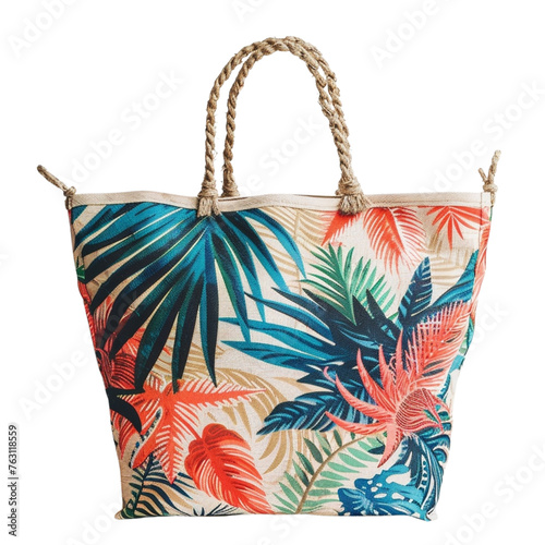 Beach bag isolated on transparent background. Generative AI.