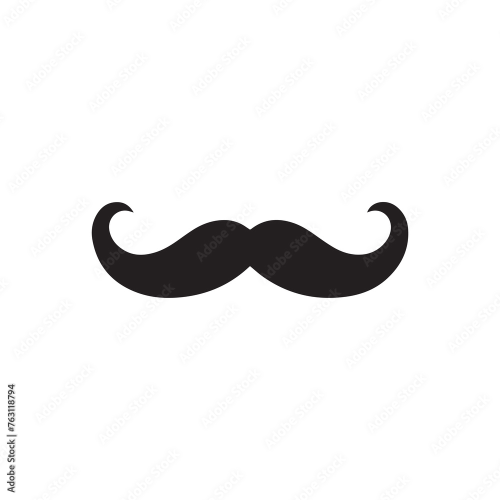 Mustache Black icon isolated on white background.Vector illustration design.