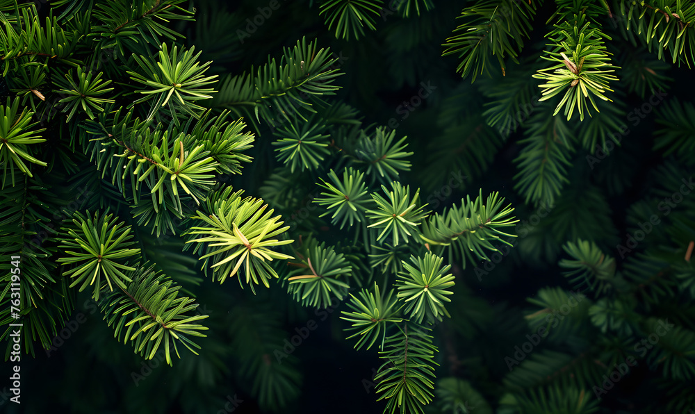 bright green pine in dark, Generative AI bright green pine in dark, Generative AI
