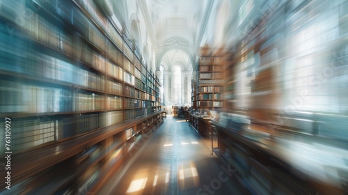 Enhance Your Learning Experience with the Serene Ambiance of an Abstract Blurred College Library Interior Space
