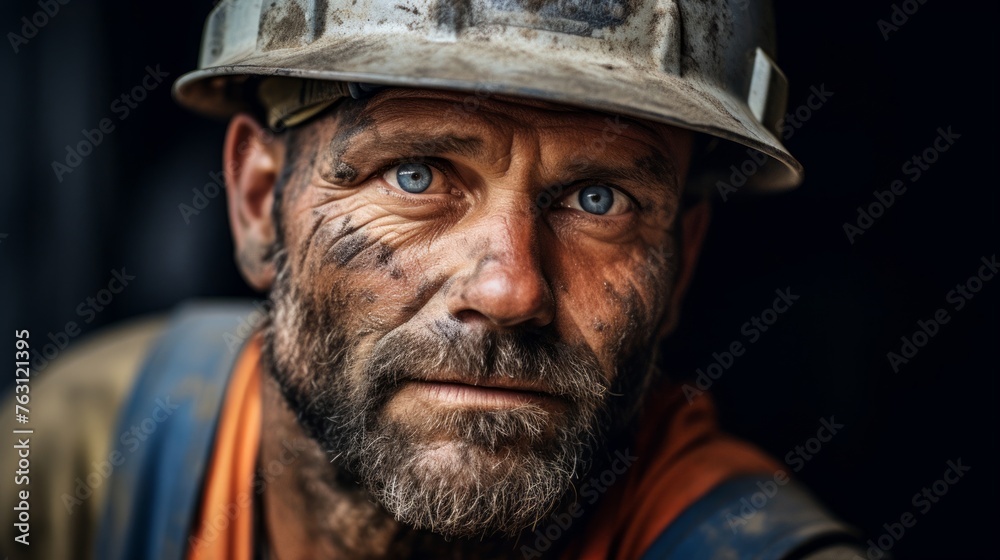 Construction craft commitment worker's weathered expression