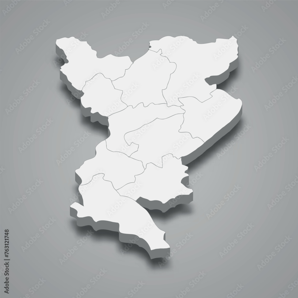 3d isometric map of Siliana is a Governorate of Tunisia 3d isometric map of Siliana is a Governorate of Tunisia