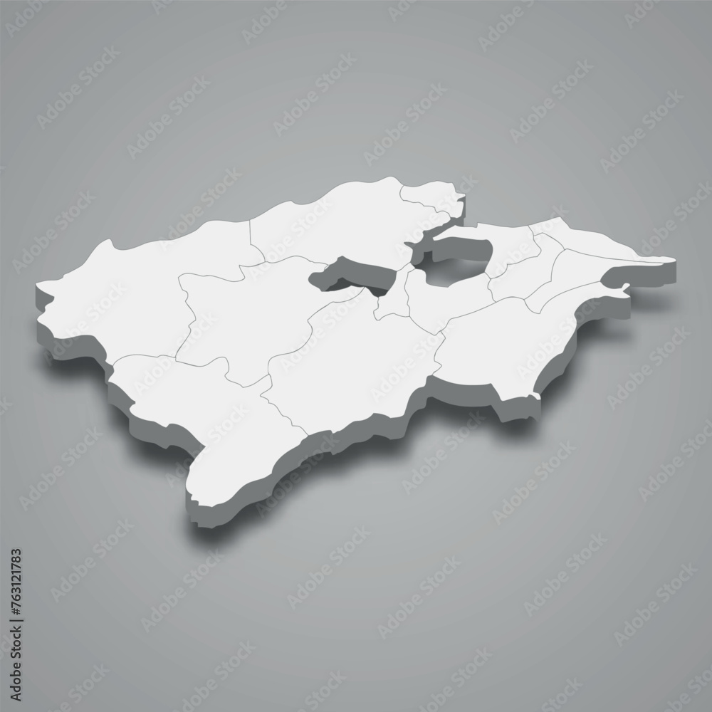 Fototapeta premium 3d isometric map of Bizerte is a Governorate of Tunisia