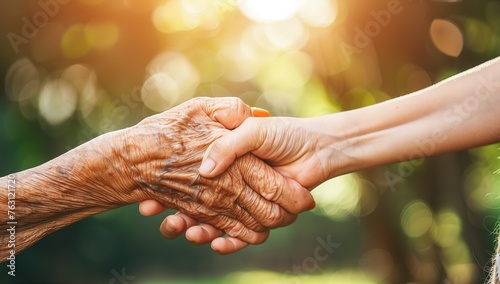 A moment of togetherness: a tender bond between generations captured in the warm embrace of a handshake