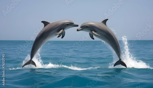 A Pair Of Playful Dolphins Chasing After A Shoal O Upscaled 3