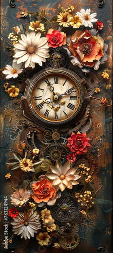 vintage background, products, enginer, generative, ai, steampunk, clock background, clock, watch, mechanism, gears, metal, wheel, vintage, time, old, clockwork,