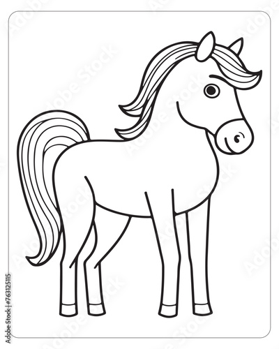 Horse Vector  Horse Coloring Pages  Black and white Animals 