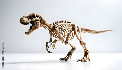 Dinosaur skeleton isolated on a white background. 3d rendering. Generative AI