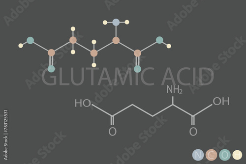 glutamic acid molecular skeletal chemical formula