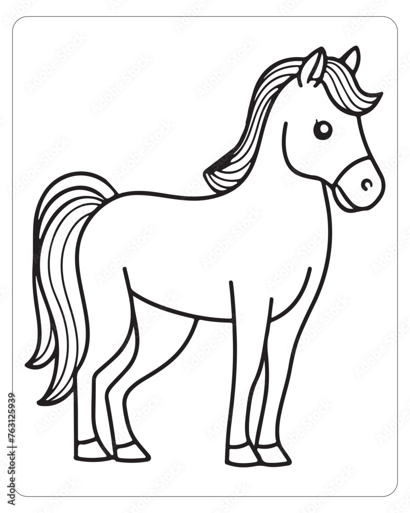 Horse Vector, Horse Coloring Pages, Black and white Animals 