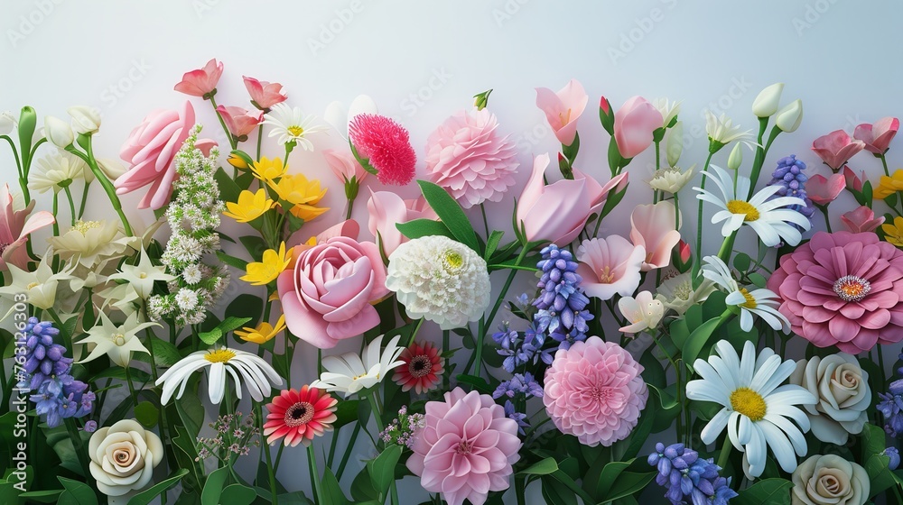 Bright assorted flowers in Mother's Day spring bouquet