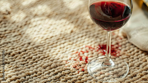 Glass of red wine fell on carpet, wine spilled on carpet