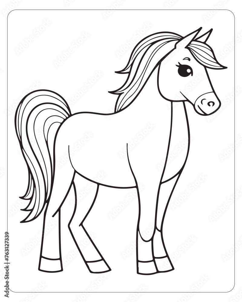 Horse Vector, Horse Coloring Pages, Black and white Animals 