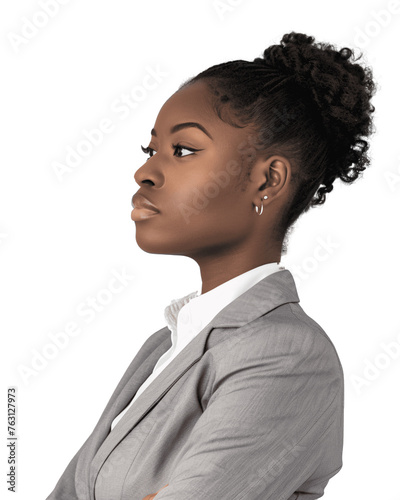 Confident Young Black Female Businesswoman Isolated on Transparent Background