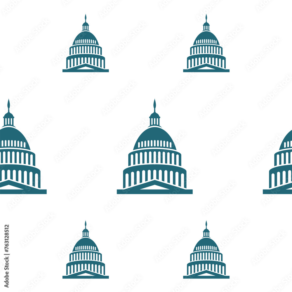 US Capitol building seamless pattern isolated on white background