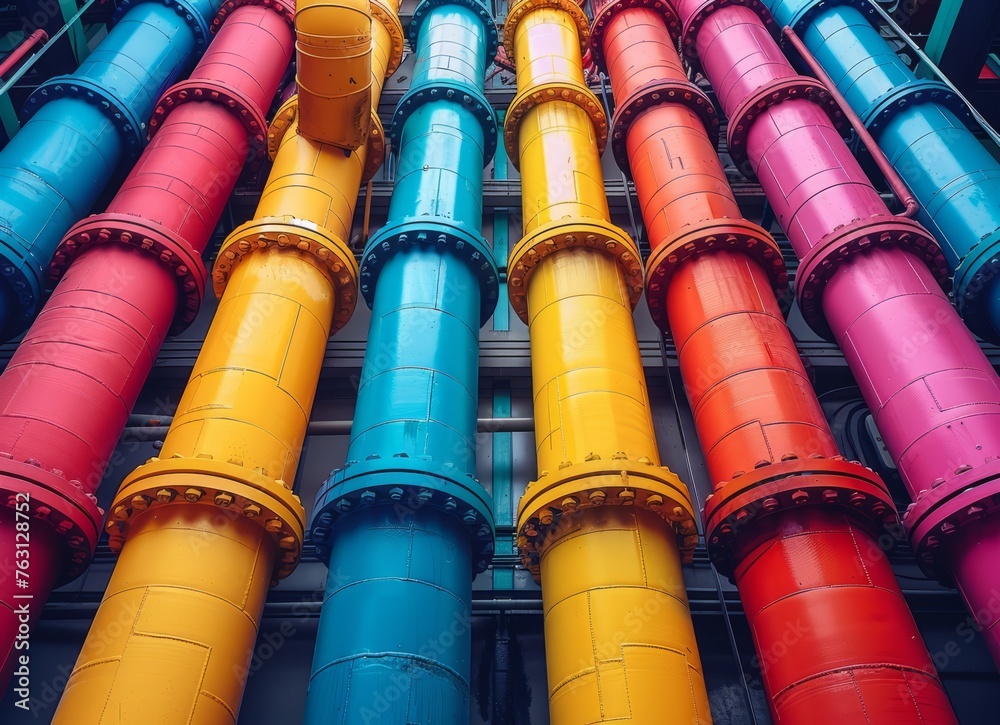 Large Multicolored Building With Numerous Pipes Large Multicolored Building With Numerous Pipes