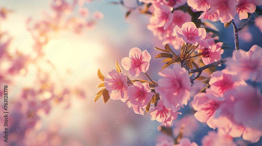 Cherry blossom spring background, Mother's Day banner