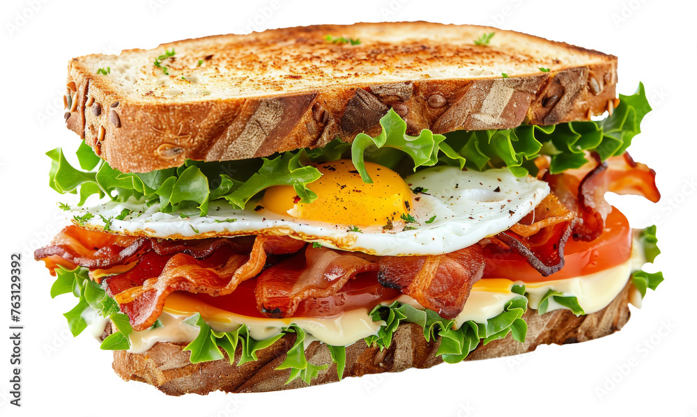 Open sandwich with egg and bacon, cut out - stock png. Open sandwich with egg and bacon, cut out - stock png.