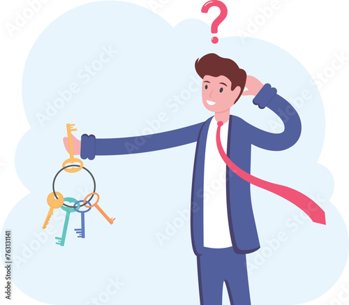 Businessmen hold the different keys. Vector, illustration, flat
