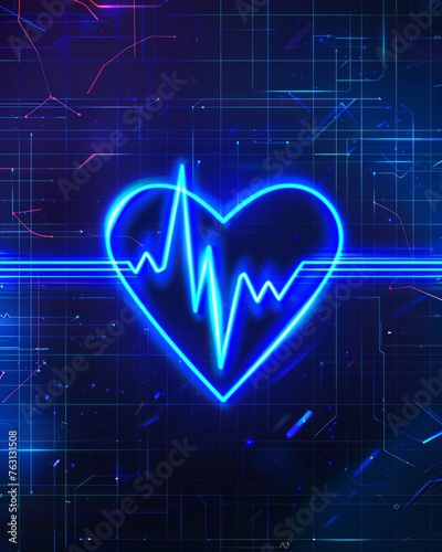 ECG heart rate monitor with a glowing blue line
