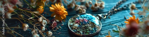 magical amulet of dried flowers. © Yahor Shylau 